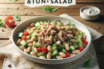 Ensalada de Alubias Blancas y Atun Receta saludable de ensalada de alubias blancas y atún paso a paso