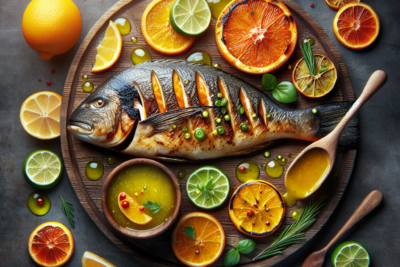 Pescado a la Parrilla con Salsa de Citricos Receta Exquisita de Pescado a la Parrilla con Salsa de Cítricos: Sabores que Conquistan