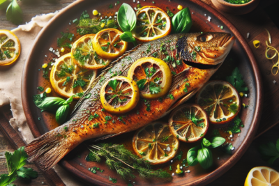 Pescado al Horno con Hierbas y Limon Receta Exquisita de Pescado al Horno con Hierbas y Limón: Guía Paso a Paso