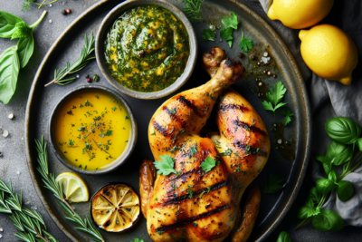 Pollo a la Parrilla con Salsa de Limon y Hierbas Receta Exquisita de Pollo a la Parrilla con Salsa de Limón y Hierbas: Pasos Sencillos y Tips