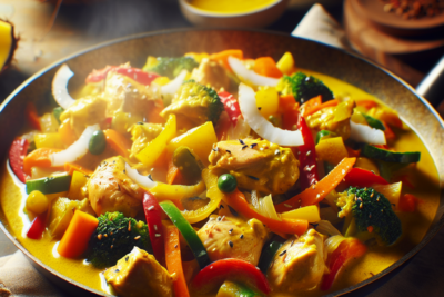 Pollo al Curry con Coco y Verduras Pollo al Curry con Coco y Verduras: Receta Paso a Paso