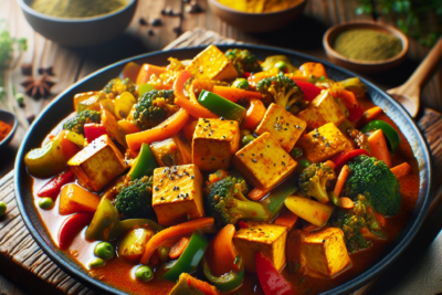 Tofu al Curry con Vegetales Receta Exquisita de Tofu al Curry con Vegetales: Guía Paso a Paso