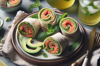 Wraps de Salmon Ahumado y Aguacate Receta Deliciosa de Wraps de Salmón Ahumado y Aguacate: Perfectos para una Comida Saludable