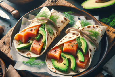 Wraps de Salmon con Aguacate y Eneldo Receta Exquisita: Cómo Preparar Wraps de Salmón con Aguacate y Eneldo - Guía Paso a Paso