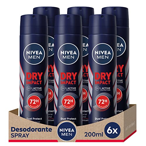 NIVEA MEN Dry Impact Spray en pack de 6 (6 x 200