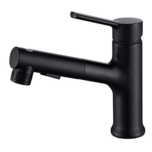 Grifo De Baño En Cascada Con Rociador Extraíble | 3 Modos De Agua | Negro Mate | Boquilla Giratoria 360° | Fácil Instalación