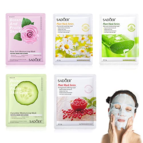 Mascarilla Facial,Rosas Aloes Sheet Masks(Paquete